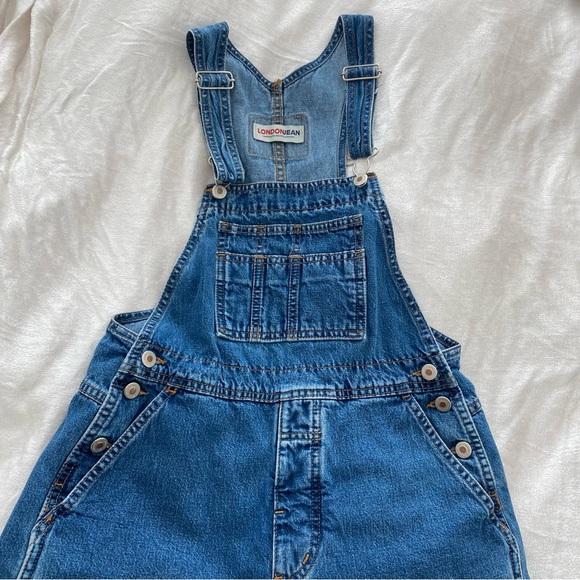 ❌SOLD❌ Vintage London Jean Denim Shorts / Short Overalls - Picture 1 of 6